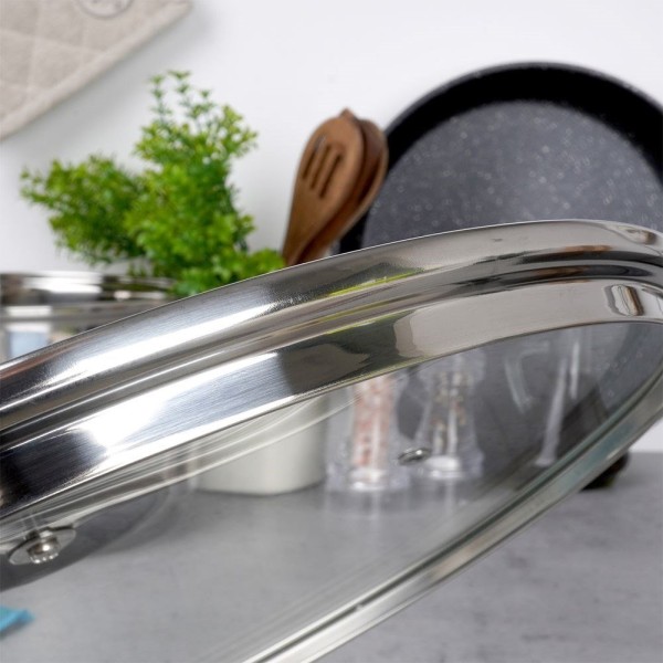 Термостійка скляна кришка для каструль та сковорідок 26 см VILDE 199027