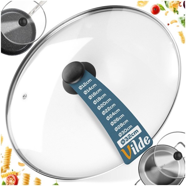 Термостійка скляна кришка для каструль та сковорідок 32 см VILDE 199030