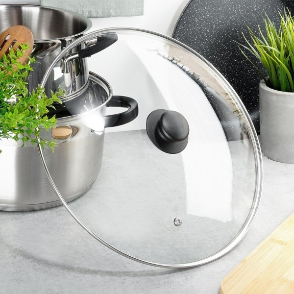 Термостійка скляна кришка для каструль та сковорідок 32 см VILDE 199030