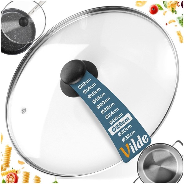Термостійка скляна кришка для каструль та сковорідок 28 см VILDE 199028