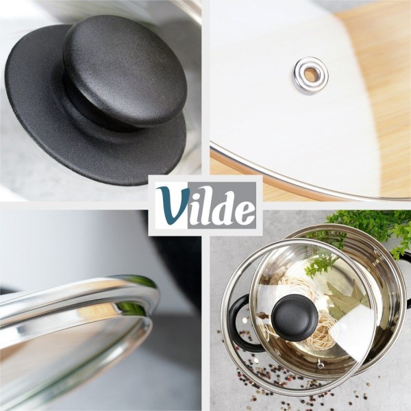 Термостійка скляна кришка для каструль та сковорідок 20 см VILDE 199024