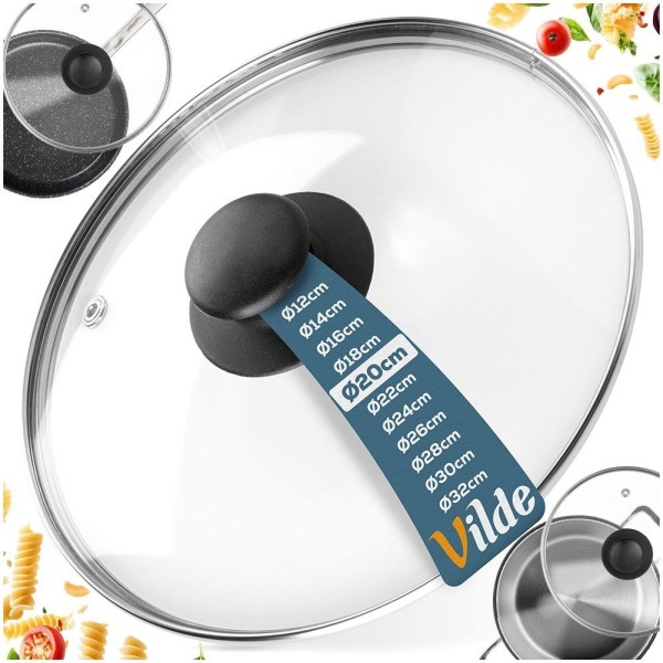 Термостійка скляна кришка для каструль та сковорідок 20 см VILDE 199024