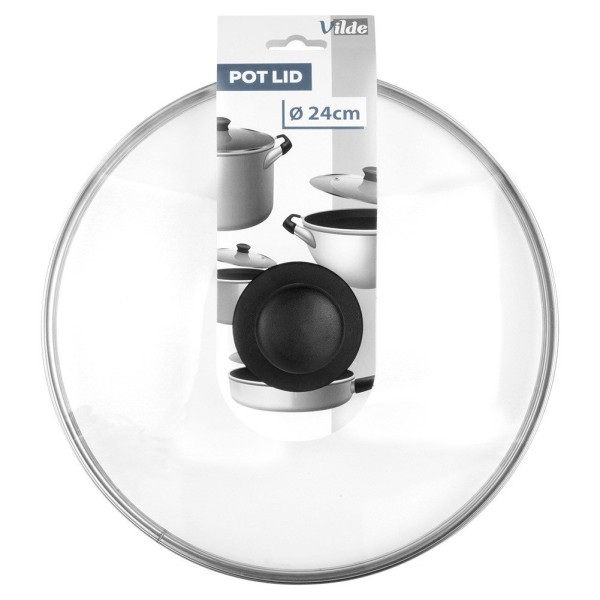 Термостійка скляна кришка для каструль та сковорідок 24 см VILDE 199026