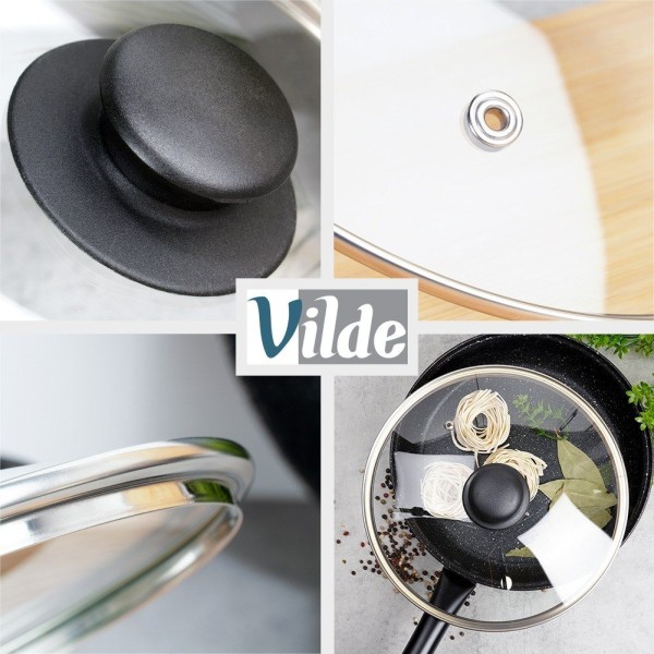 Термостійка скляна кришка для каструль та сковорідок 24 см VILDE 199026