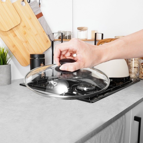Термостійка скляна кришка для каструль та сковорідок 24 см VILDE 199026