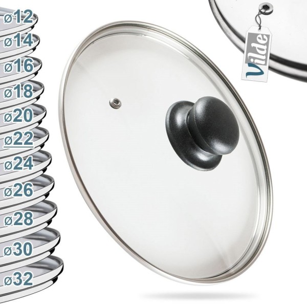 Термостійка скляна кришка для каструль та сковорідок 22 см VILDE 199025