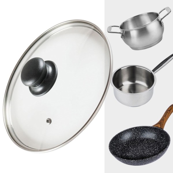 Термостійка скляна кришка для каструль та сковорідок 22 см VILDE 199025