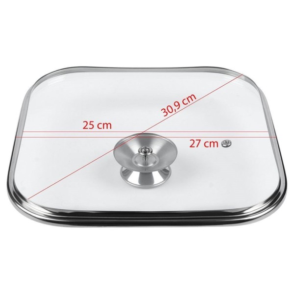 Велика квадратна скляна кришка для каструлі та сковорідки 27x27 см GRANDE ORION 126316
