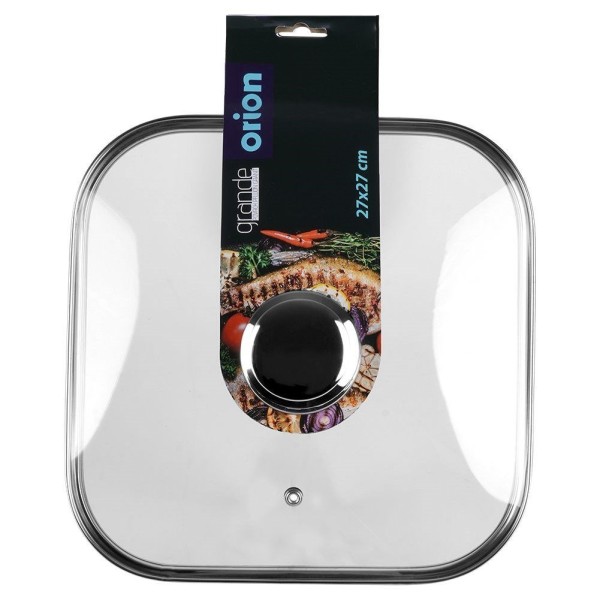 Велика квадратна скляна кришка для каструлі та сковорідки 27x27 см GRANDE ORION 126316
