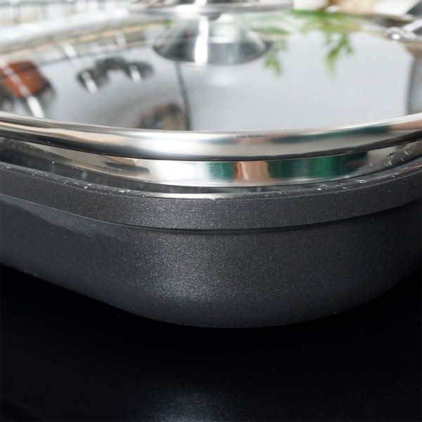 Велика квадратна скляна кришка для каструлі та сковорідки 27x27 см GRANDE ORION 126316