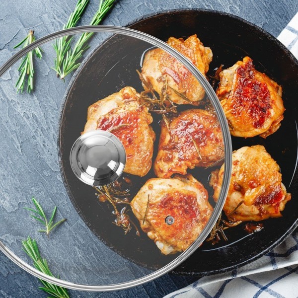 Термостійка скляна кришка для каструль, сковорідок та сотейників 32 см ORION 126322