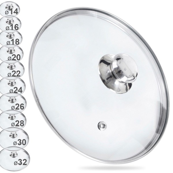 Термостійка скляна кришка для каструль, сковорідок та сотейників 30 см ORION 122598