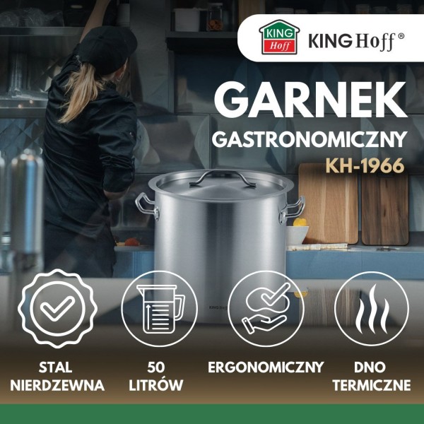 Garnek gastronomiczny KINGHOFF KH-1966 40 cm 50 L stal nierdzewna do gastronomii