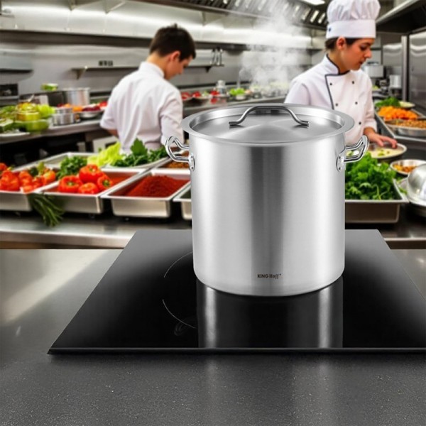 Каструля KingHoff KH-1964, гастрономічна зі сталевою кришкою 33 л — для професійної кухні/кейтерингу