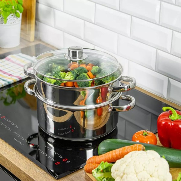 Пароварка Kinghoff KH-3315, 3 елементи, діаметр 18 см для приготування здорової їжі на пару
