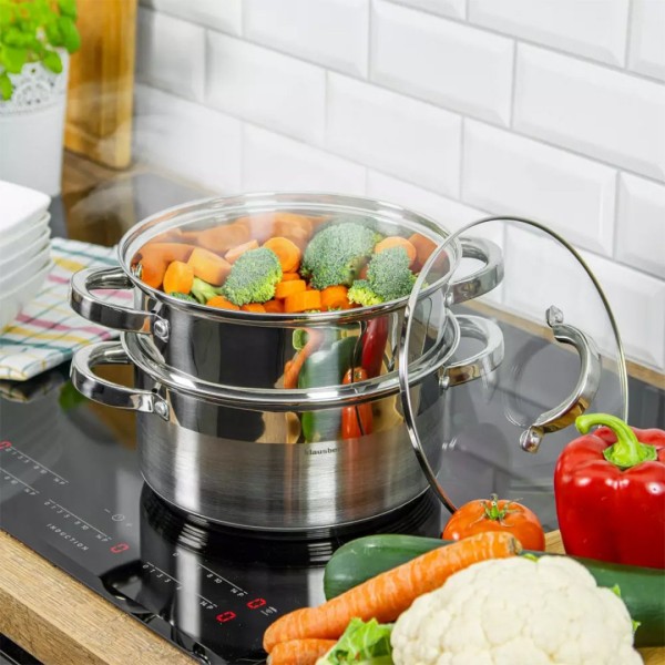 Пароварка Klausberg KB-7144, 3 елементи, діаметр 24 см для здорового приготування їжі