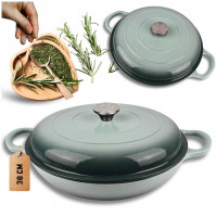 EMALIOWANY GARNEK ŻELIWNY PŁASKI 30cm 3L HAGE SEA SALT