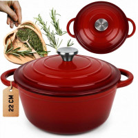 EMALIOWANY GARNEK ŻELIWNY 26cm 5L HAGE CZERWONY