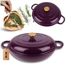 Емальований чавунний горщик плоский 30 см 3 л HAGE для баклажанів