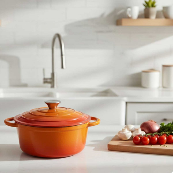 EMALIOWANY GARNEK ŻELIWNY 22cm 3L HAGE ORANGE