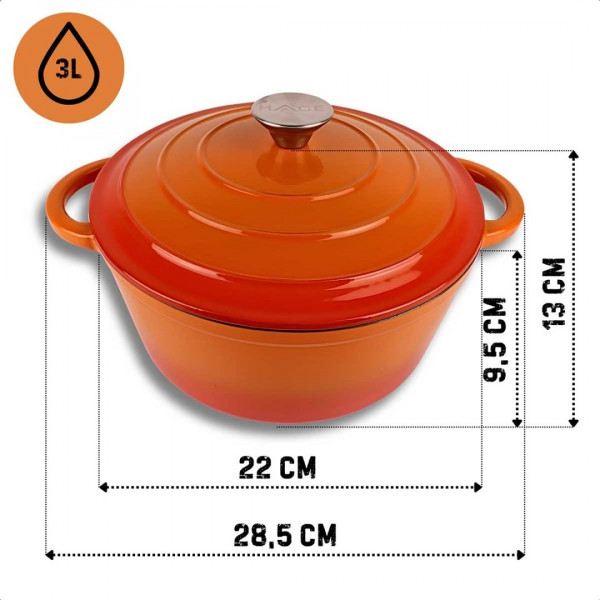 EMALIOWANY GARNEK ŻELIWNY 22cm 3L HAGE ORANGE