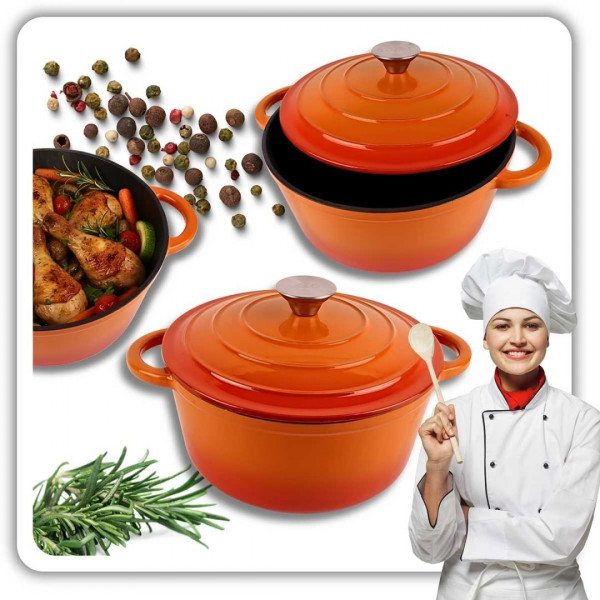 EMALIOWANY GARNEK ŻELIWNY 22cm 3L HAGE ORANGE