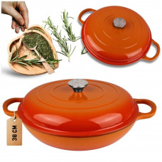 Емальована чавунна каструля плоска 30 см 3 л HAGE Orange