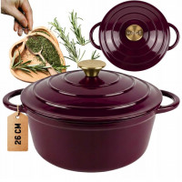 EMALIOWANY GARNEK ŻELIWNY 26cm 5L HAGE EGGPLANT