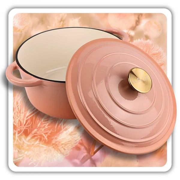 EMALIOWANY GARNEK ŻELIWNY 24cm 4L HAGE PINKOCELLO