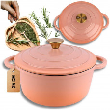 Емальована чавунна каструля 24 см 4 л HAGE PINKOCELLO