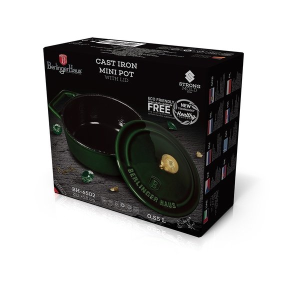 Чавунний казанок Berlinger Haus BH-6502, 0,55 л для довгого готування та тушкування