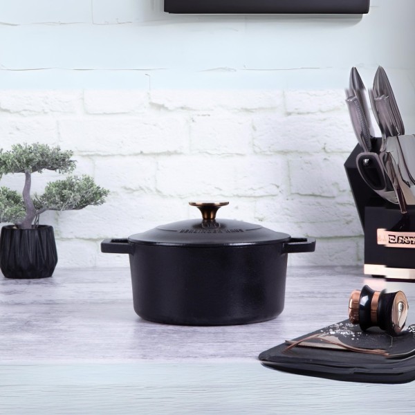 Чавунний каструля BerlingerHaus BH-6491, 2.7 л, діаметр 20 см, з кришкою для готування