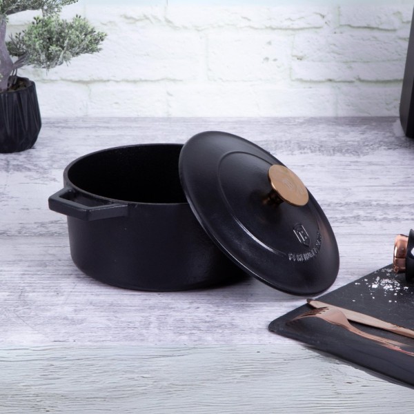 Чавунний каструля BerlingerHaus BH-6491, 2.7 л, діаметр 20 см, з кришкою для готування