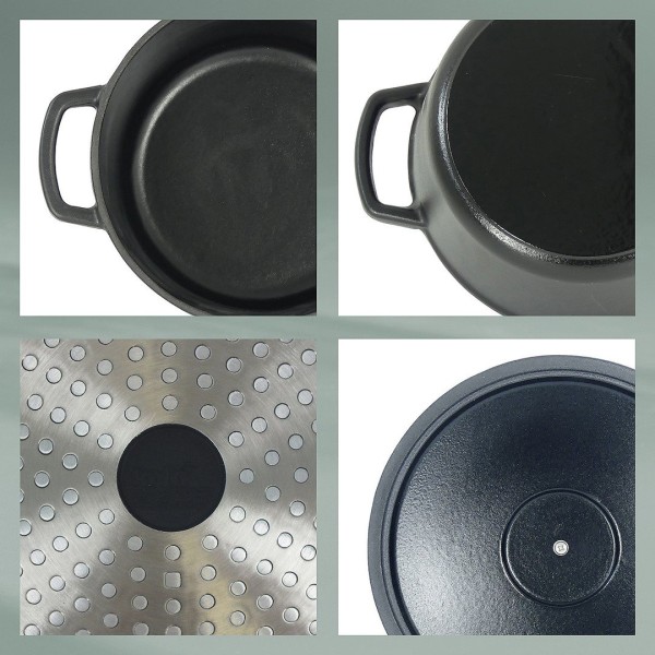 Каструля KELA Calido, емальована чавунна 4,6 л — для готування супів і рагу, чорна