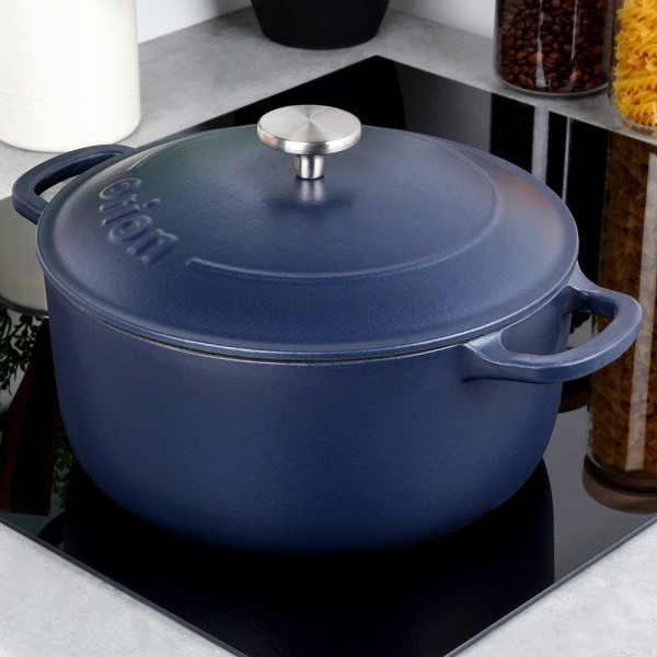 Garnek żeliwny, LITINA ORION 113348 — 26 cm, 5.2 L, z pokrywką, emaliowany, indukcja