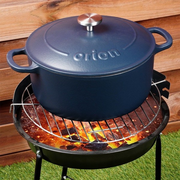 Garnek żeliwny, LITINA ORION 113348 — 26 cm, 5.2 L, z pokrywką, emaliowany, indukcja