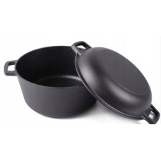 Garnek żeliwny, KRISBERG KS-7702, 2w1 do gotowania i duszenia 4,5 L, Ø26 cm