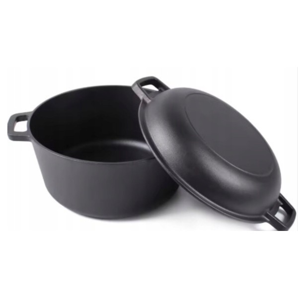 Garnek żeliwny, KRISBERG KS-7702, 2w1 do gotowania i duszenia 4,5 L, Ø26 cm