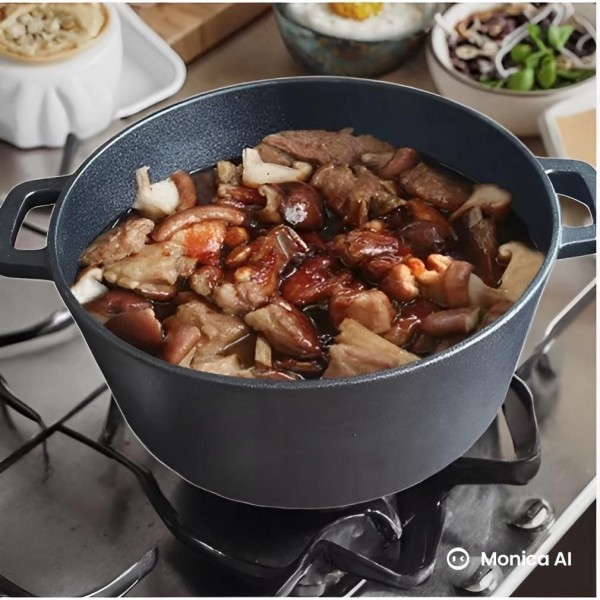 Garnek żeliwny, KRISBERG KS-7702, 2w1 do gotowania i duszenia 4,5 L, Ø26 cm