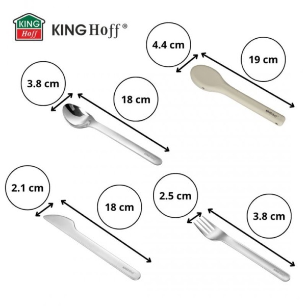 Komplet sztućców, Kinghoff KH-1954, do lunch boxów w etui, 3 elementy