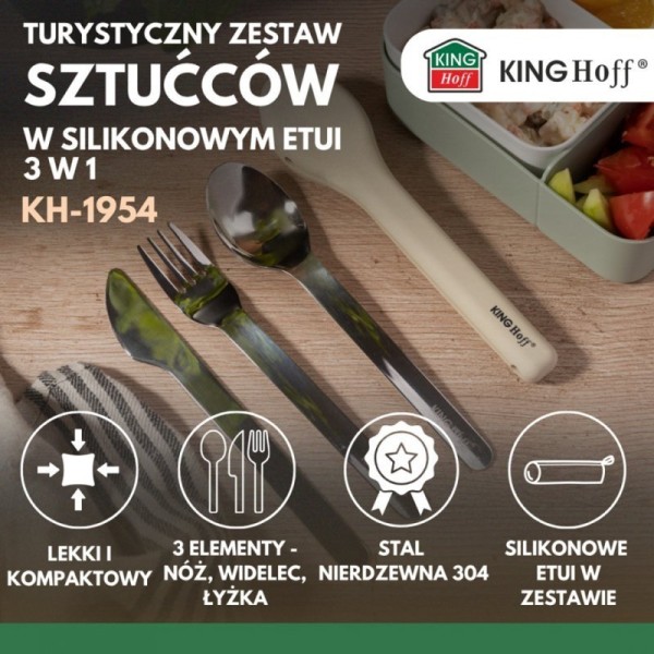 Komplet sztućców, Kinghoff KH-1954, do lunch boxów w etui, 3 elementy