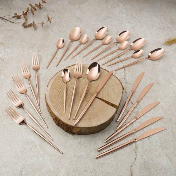 Комплект столових приборів BerlingerHaus RoseGold BH-3068, 24 предмети для сервірування та щоденного використання