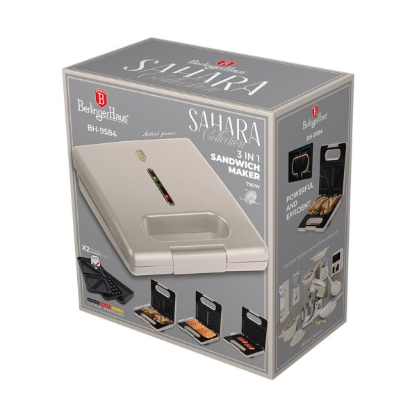 Toster domowy BerlingerHaus Sahara Collection BH-9584, 3 w 1, odpinane nakładki