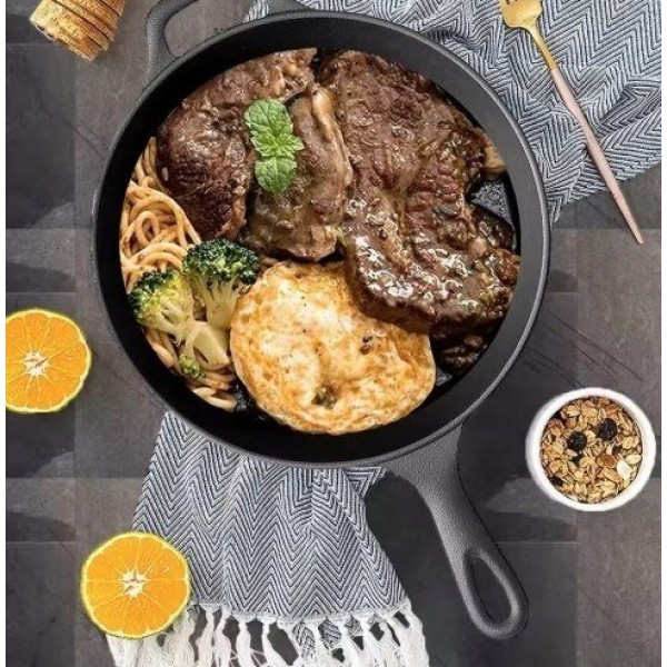 Patelnia żeliwna KRISBERG KS-7703 2w1 26 cm — do smażenia i serwowania