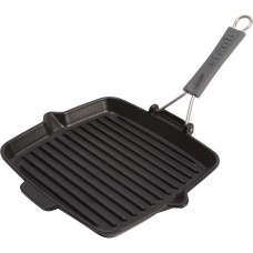 Patelnia żeliwna grillowa Staub Kwadratowa 24 cm, czarny