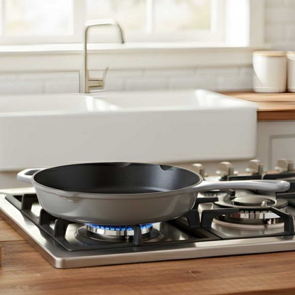 EMALIOWANA PATELNIA ŻELIWNA 26cm HAGE SZARA