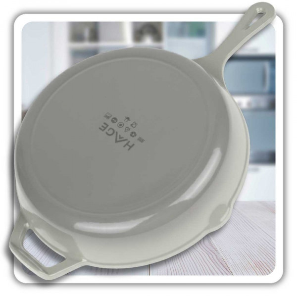 EMALIOWANA PATELNIA ŻELIWNA 26cm HAGE SZARA