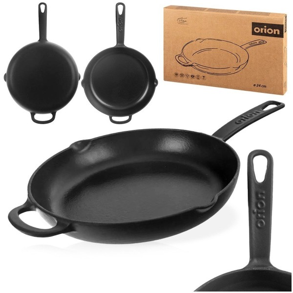Patelnia żeliwna, LITINA ORION 113217 — emaliowana, do kuchenki indukcyjnej 24 cm