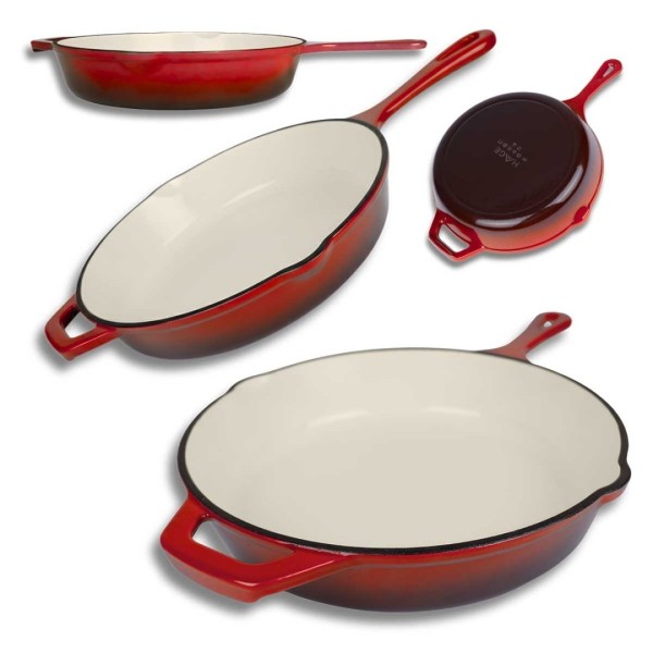 EMALIOWANA PATELNIA ŻELIWNA 26cm HAGE CZERWONA