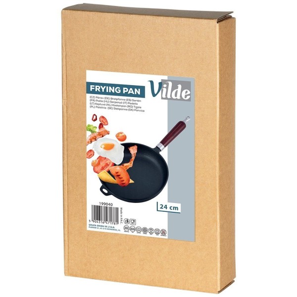 Patelnia żeliwna VILDE CAST LINE 24 cm — na indukcję, ciężka, do smażenia